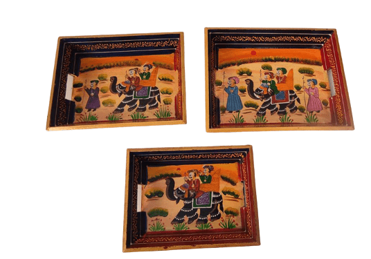 Beautiful Decorative Set of 3 Different Size Wooden Tray for Home Decor