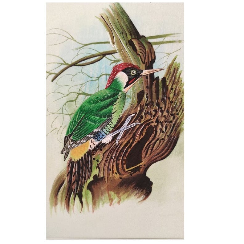 Handmade Bird Painting on Silk Fabric for Home and Office Decor