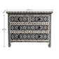 Handmade Custom Made Bone Inlay Black Chest of 4 Drawer In geometric Design with Drawer Gliders