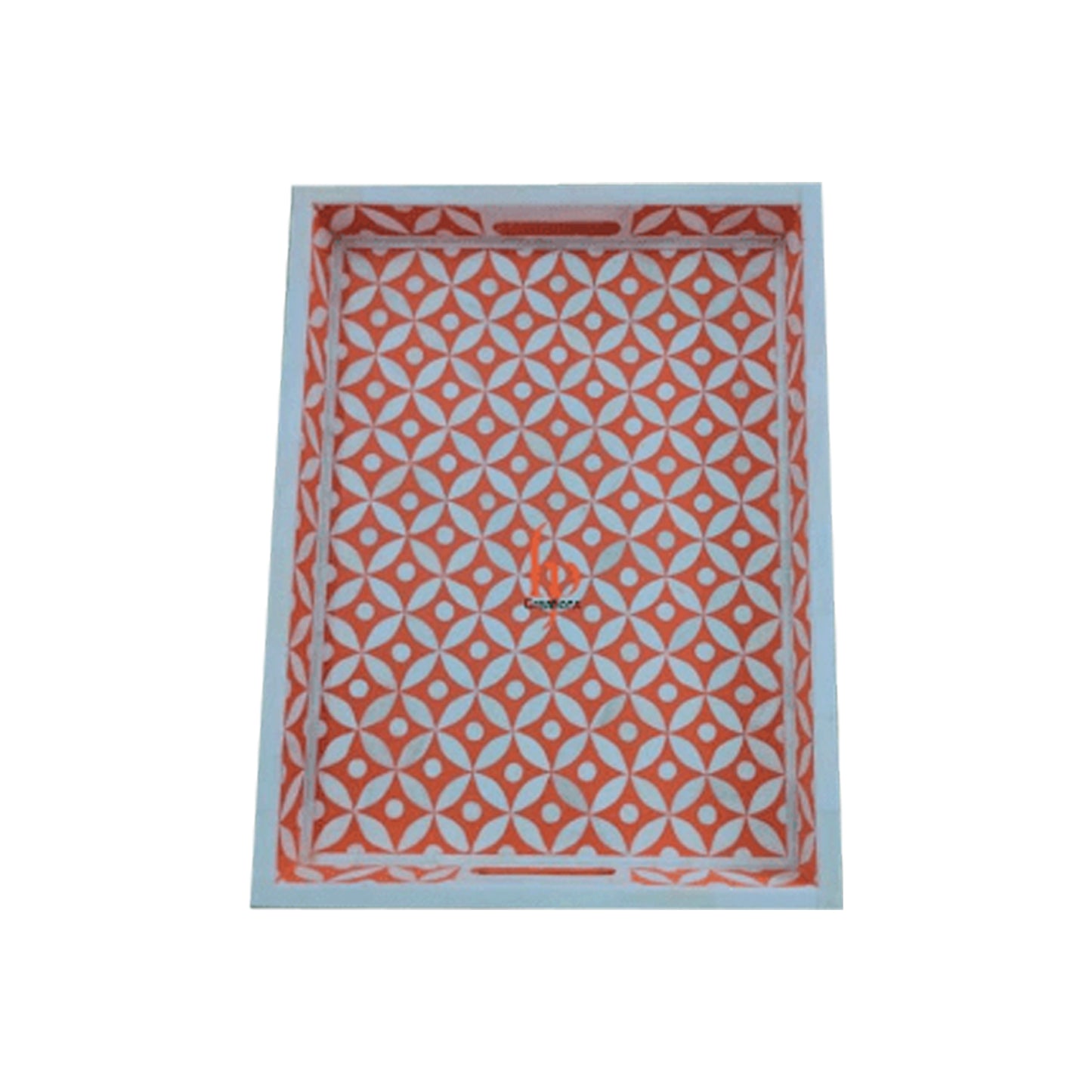 Handmade Bone Inlay Tray Set of 2 Pieces Bone Inlay Rectangular Floral Tray Best Gift For Any Occasion