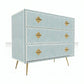 Bone Inlay Chest Of 3 Drawers in Teal Blue Color