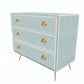 Bone Inlay Chest Of 3 Drawers in Teal Blue Color