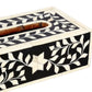 Bone Inlay tissue box in Black floral pattern