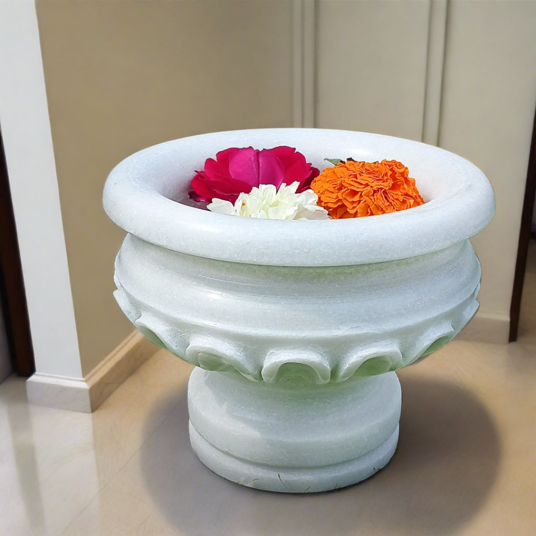 "Introducing Elegance in Every Curve: The Marble Round Planter Collection"