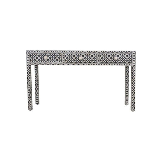 Handmade Customized Bone Inlay Star Eye Pattern 3 Drawer Console Table