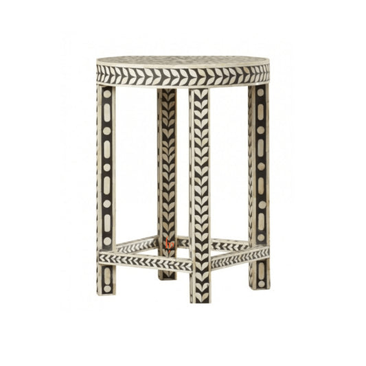 Handmade Bone Inlay Modern Antique Floral Design Stool Home Decor Furniture Beautifully Design Classic Vintage Furniture