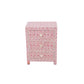 Bone Inlay Bedside 3 Drawers Table in Pink Color Personalized and Customized