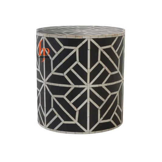 Personalized Bone Inlay Round Stool Home Decor Furniture Beautifully Attractive Look Side Table Dinning Stool Classic Vintage Furniture
