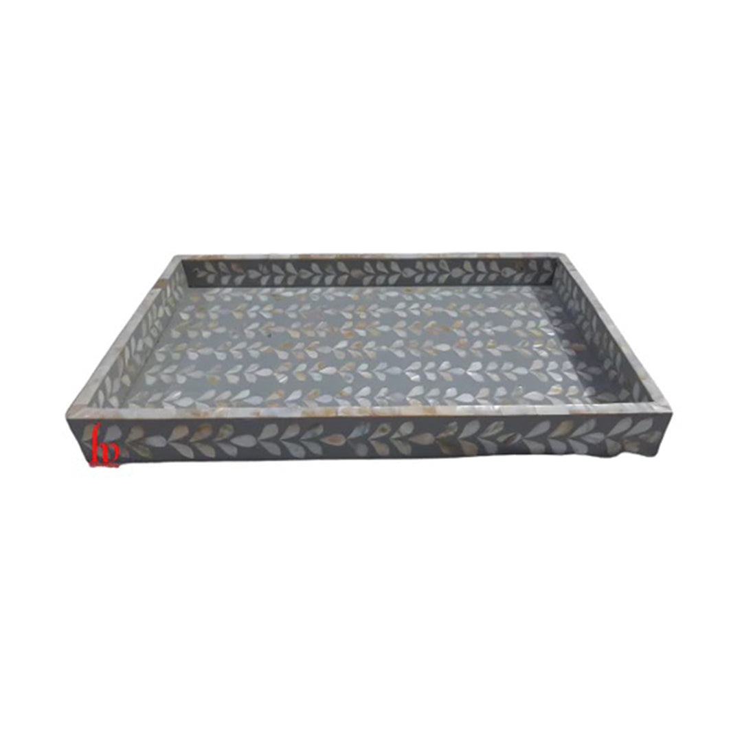 Hand-applied Mother Of Pearl Decorative Serving Tray Perfect Home Decor