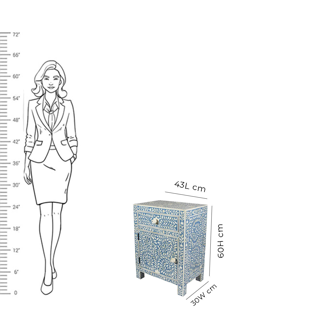Personalized Handmade Bone Inlay Bedside Table  Home Decor Furniture Attractive Floral Design