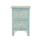 Personalized Bone Inlay Hexagon Design Blue Bedside Table with Two Drawers