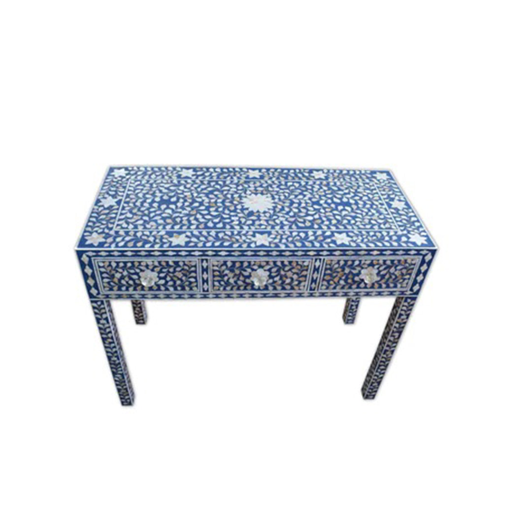 Handmade Customized Mother of Pearl 3 Drawer Console Table