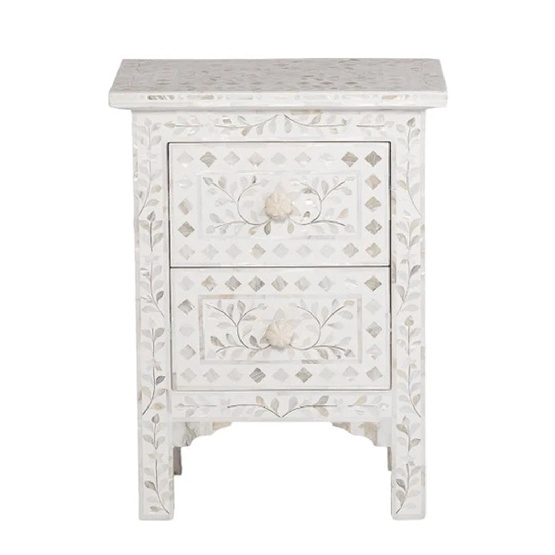 Personalized Mother Of Pearl Inlay Bedside Table Home Decor Purpose Attractive Design Beautifully Crafted Bedside Table