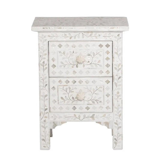 Personalized Mother Of Pearl Inlay Bedside Table Home Decor Purpose Attractive Design Beautifully Crafted Bedside Table