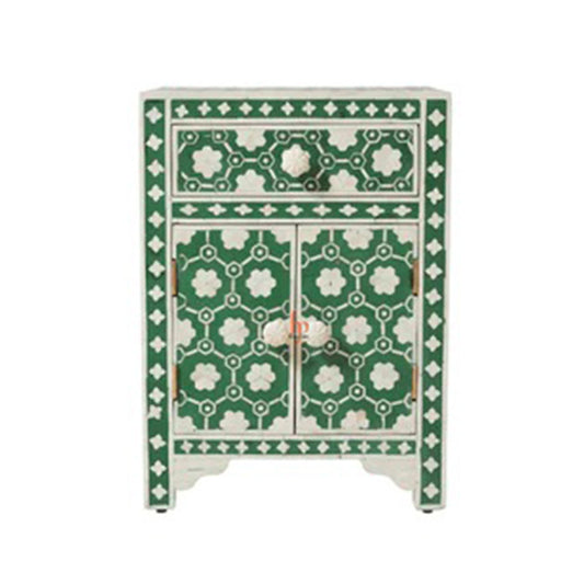 Personalized Jade Green Floral Bone Inlay Bedside Table