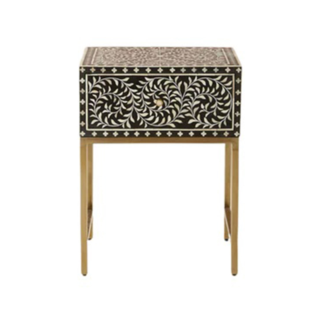 Personalized Bone Inlay Bedside Table Home Decor Purpose Attractive Design Beautifully Crafted Bedside Table