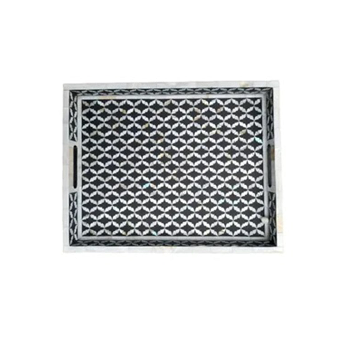 Customized Beautiful Mother Of Pearl Inlay Geometrical Serving Tray For Office & Home