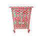 Personalized Handmade Bone Inlay Long Bedside with One Drawer and Two Door