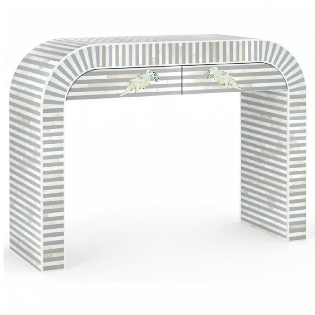 Mother Of Pearl and Bone Inlay Bedside With Bone Inlay Console Table