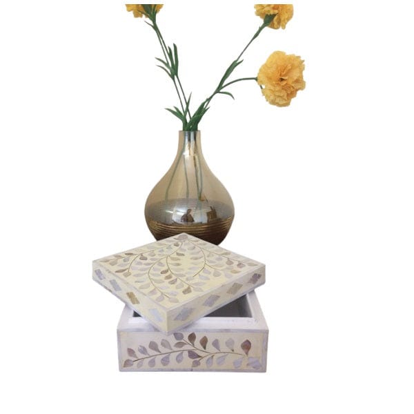 Customized Handmade Mother of Pearl Floral Pattern Jewelry Box