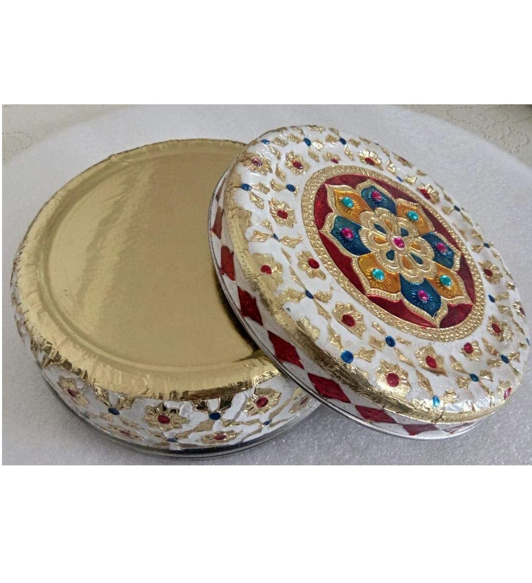 Decorative Holiday Easter Round Steel Cookie Tin/  Meenakari Cookie Tin Set of 2