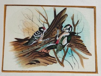Handmade Bird Painting on Silk Fabric for Home and Office Decor