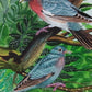 Handmade Birds Painting on Silk Fabric for Home and Office Decor