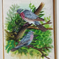 Handmade Birds Painting on Silk Fabric for Home and Office Decor
