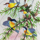 Handmade Birds Painting on Silk Fabric for Home and Office Decor