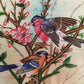 Handmade Birds Painting on Silk Fabric for Home and Office Decor