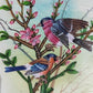 Handmade Birds Painting on Silk Fabric for Home and Office Decor