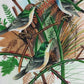 Handmade Birds Painting on Silk Fabric for Home and Office Decor
