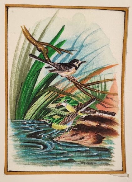 Handmade Birds Painting on Silk Fabric for Home and Office Decor