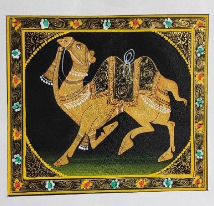 Handmade Camel Painting on Silk Fabric for Home and Office Decor