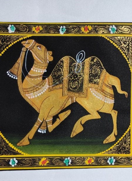 Handmade Camel Painting on Silk Fabric for Home and Office Decor