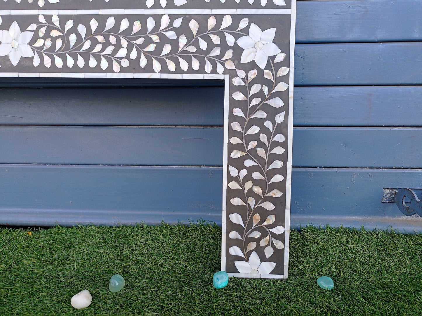 Handmade Customized Mother of Pearl Floral Pattern  Bedhead
