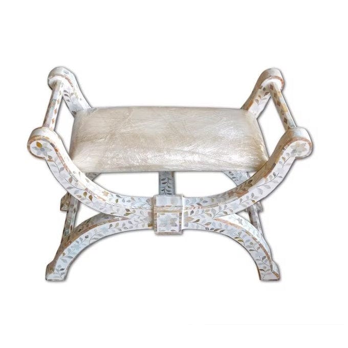 Handmade Customized Mother of Pearl Floral Pattern Stool