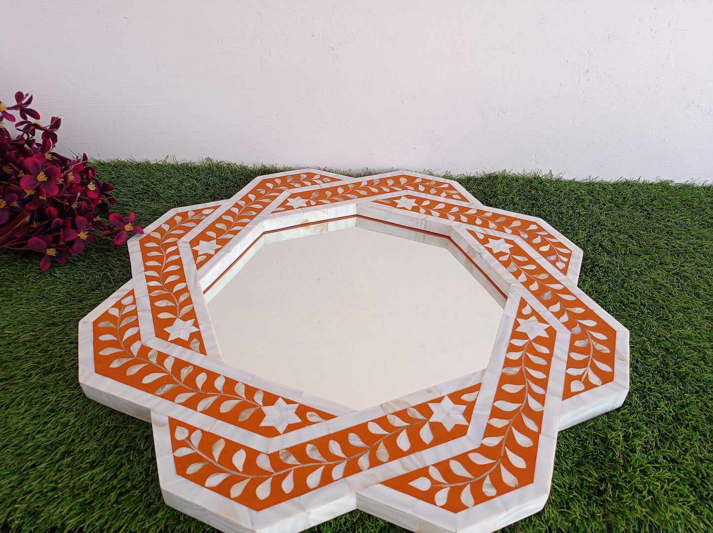 Handmade Customized Mother of Pearl Hexagonal Mirror Frame