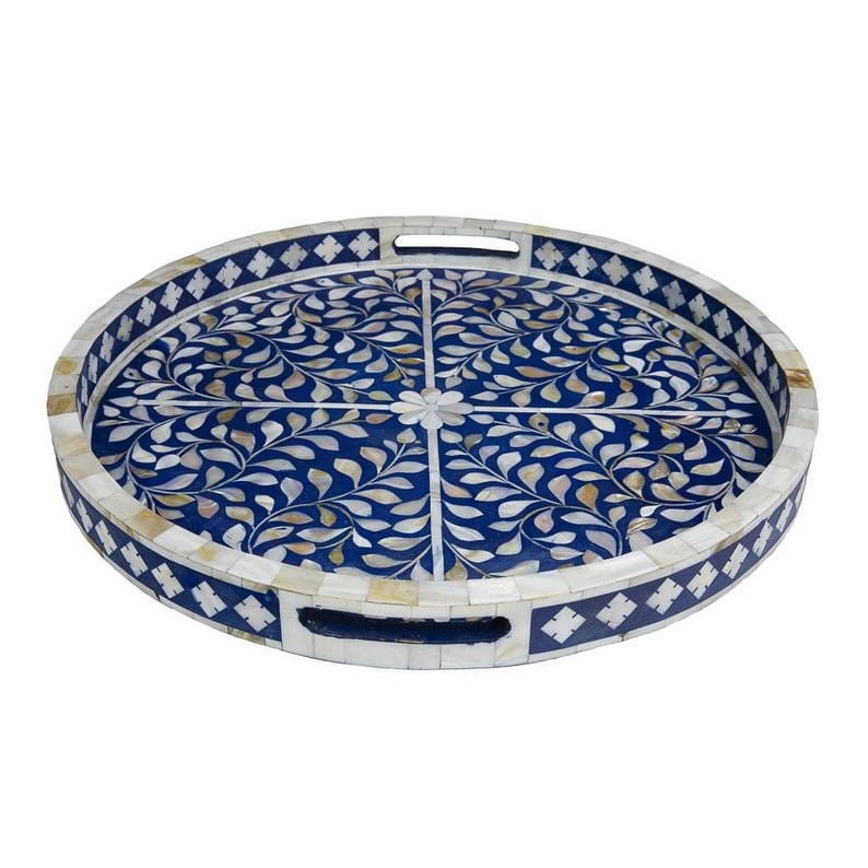 Handmade Customized Mother of Pearl Round Serving Tray