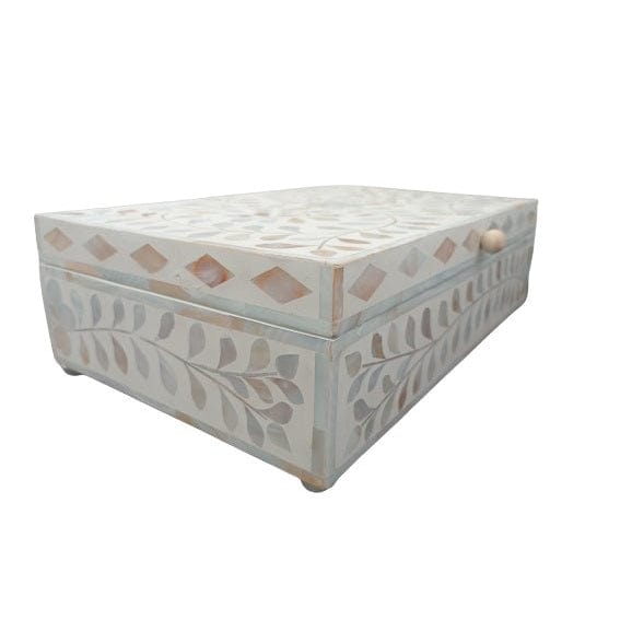 Handmade Customized Mother of Pearl Floral Pattern Jewelry Box