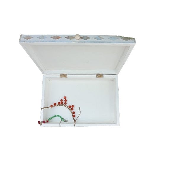 Handmade Customized Mother of Pearl Floral Pattern Jewelry Box
