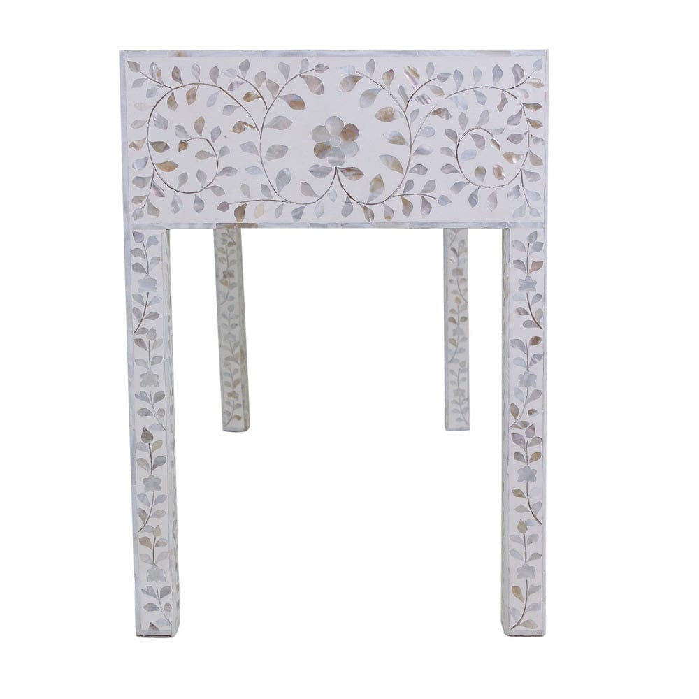 Handmade Customized Mother of Pearl Floral Pattern Console Table