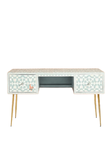 Handmade Bone Inlay Moroccan Motif Design Light Green Cosole Table Desk Furniture For Home Decor Purpose