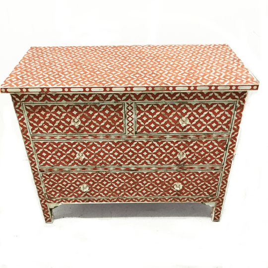 Handmade Mother Of Pearl 4 Chest Of Drawers Beautiful Geometric Design Inlay Furniture .