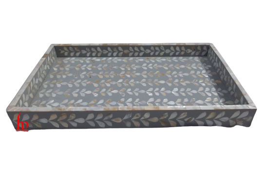 Hand-applied Mother Of Pearl Decorative Serving Tray Perfect Home Decor